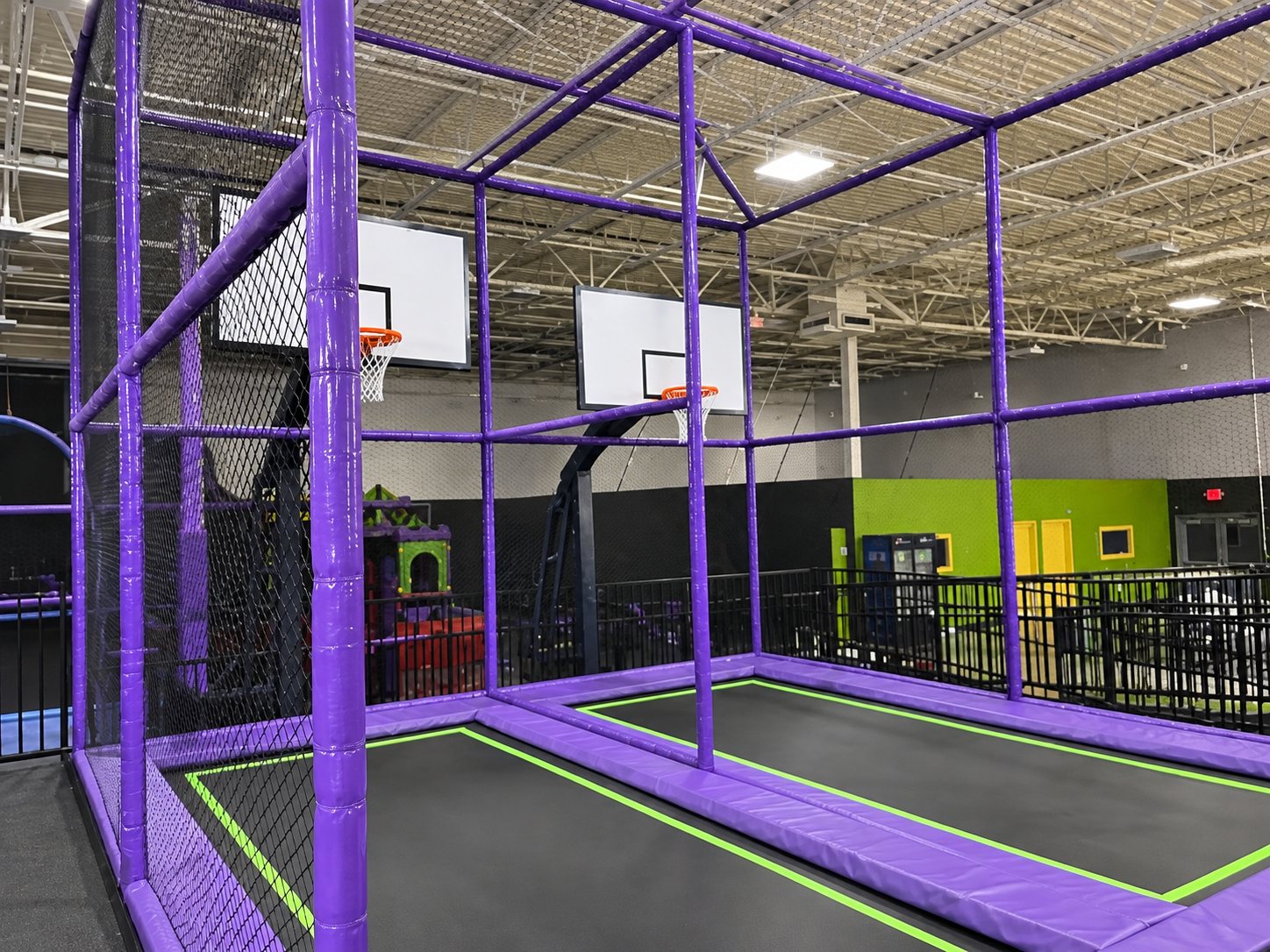 Trampoline basketball court at FunZ Trampoline Park Waterbury